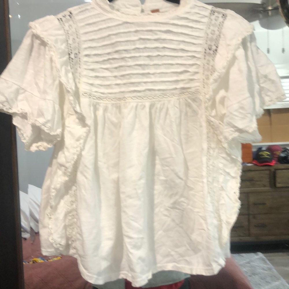 Free people white eyelet top size XS